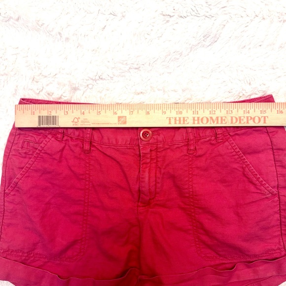 GAP khaki Coral pink  Linen-Cotton Shorts | Cuffed Hem | 3” Inseam - Picture 4 of 7